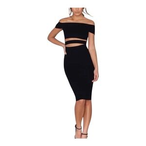 Nicholas Cut Out Sleeveless Off The Shoulder Body Con Dress Black Sz 2 Goth Y2K